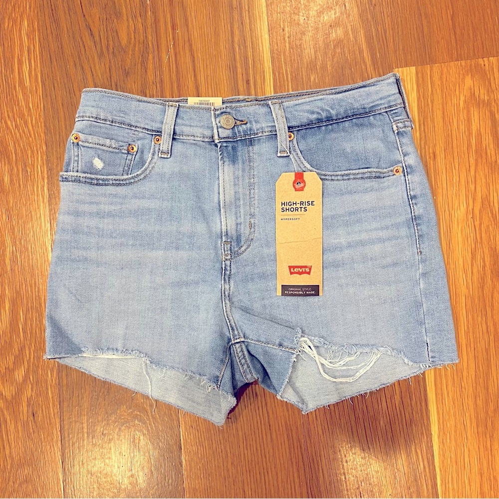 BNWT Levis 501 Blue High Rise Denim Shorts 28W